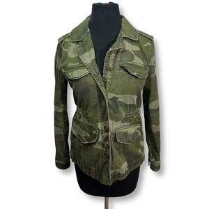 Abercrombie and Fitch Military Style Camo Utility‎ Jacket Field Coat Womens XS